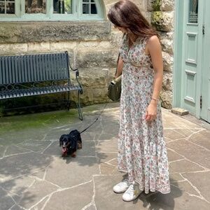 MAX STUDIO Women's Sleeveless V Neck Tiered Maxi Dress